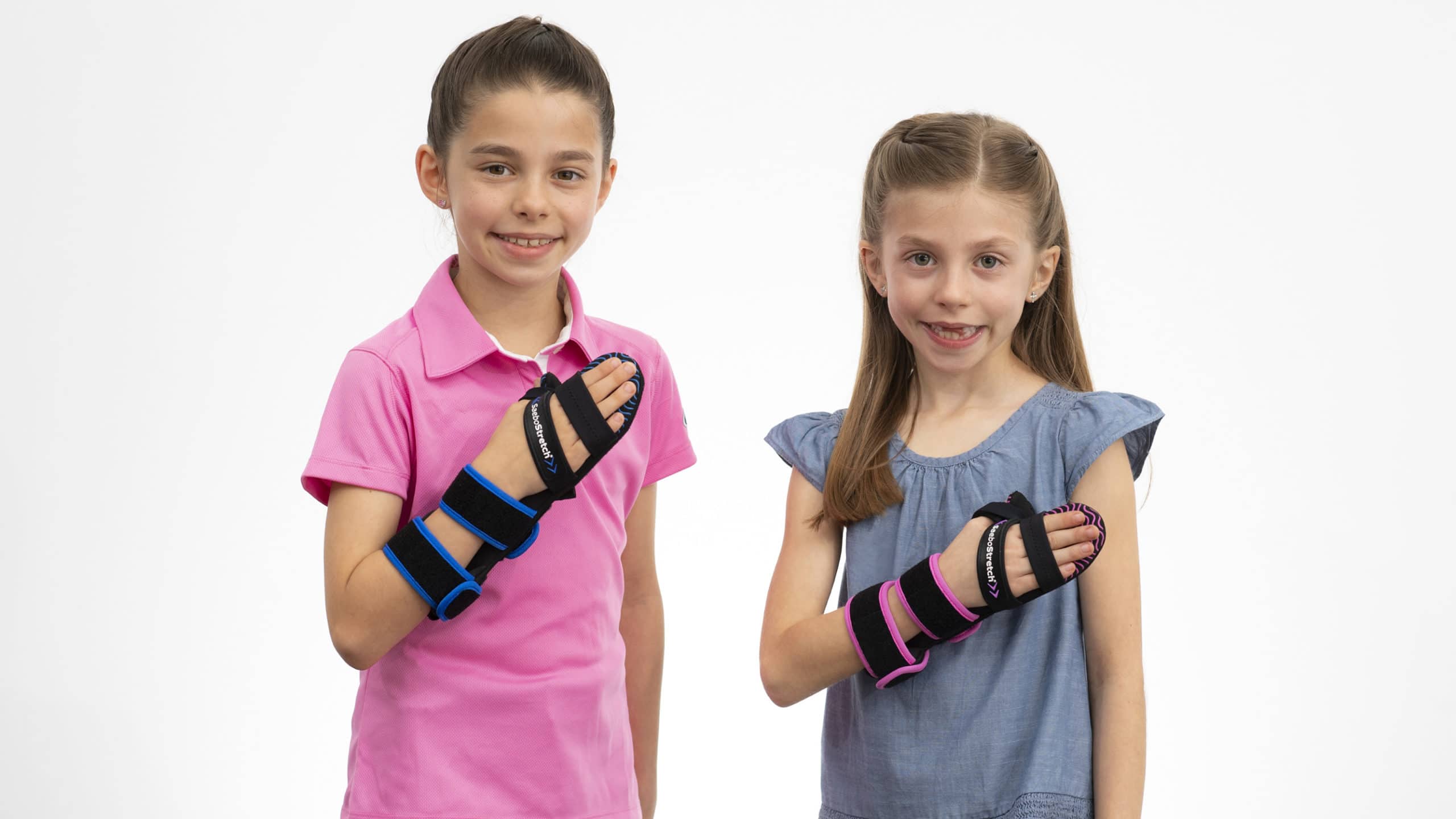Pediatric SaeboStretch in blue and pink
