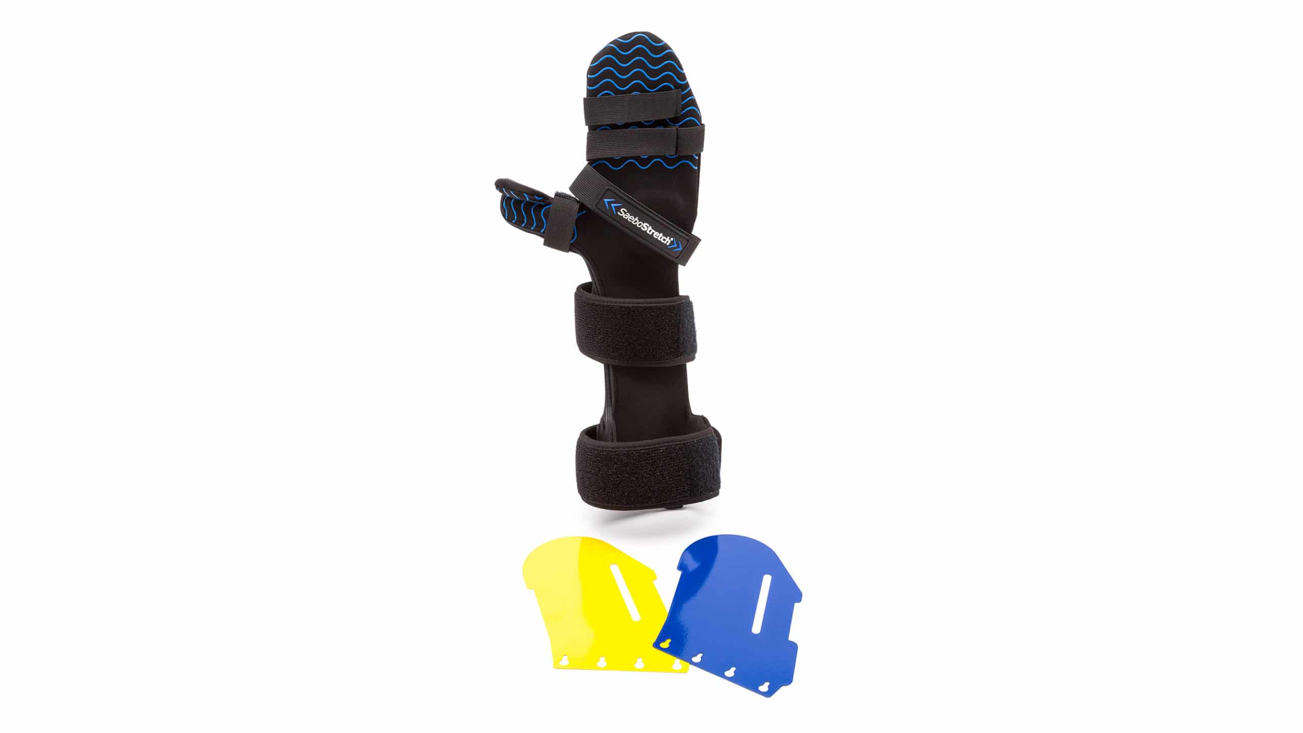 SaeboStretch with Blue and Yellow Hand Plates